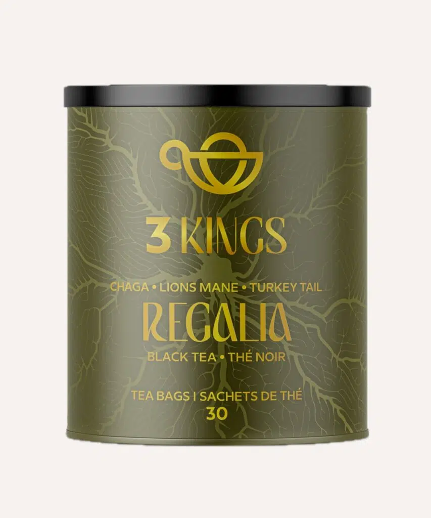 Crafted from 100% Chaga, Lion’s Mane, and Turkey Tail mushrooms, this black tea blend offers a rich and robust experience. The Chaga’s earthy richness provides a grounding foundation, while Lion’s Mane enhances cognitive clarity and focus, perfect for those seeking a mental boost. Turkey Tail offers a wealth of antioxidants, supporting overall wellness. By combining these potent mushrooms with premium black tea, this blend becomes a powerhouse of flavor and benefits. The black tea leaves, carefully selected and slightly broken for even infusion, produce a full-bodied liquor with delightful malt and plum aromas. This tea provides a bold, energizing experience with every sip, blending the natural potency of adaptogenic mushrooms with the invigorating qualities of black tea. Embrace the benefits of this unique blend, perfect for enhancing your daily wellness ritual in a convenient tea bag format, designed to fit seamlessly into your busy life.